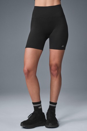 Alo Yoga 5" Seamless Ribbed Favorite Kratasy Damske Čierne | Alo Yoga Slovensko SK-WARZBS147