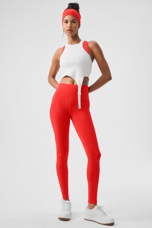 Alo Yoga 7/8 High-Waist Airlift Leginy Damske Červené | Alo Yoga Slovensko SK-KJXSCN857