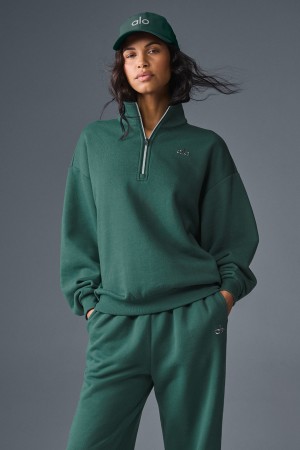 Alo Yoga Accolade 1/4 Zip Pulover Damske Tmavo Zelene | Alo Yoga Slovensko SK-EZOFAX543