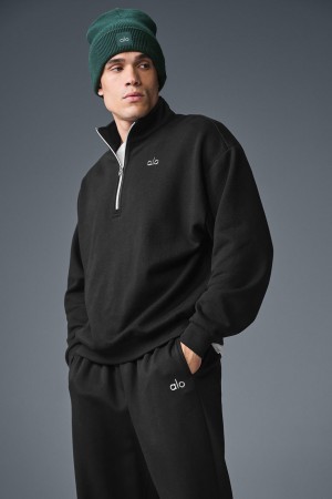 Alo Yoga Accolade 1/4 Zip Pulover Panske Čierne | Alo Yoga Slovensko SK-GCSQBN821