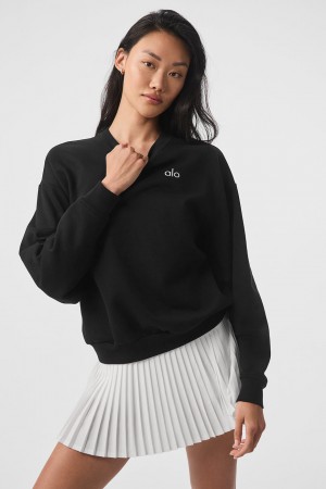 Alo Yoga Accolade Crew Neck Pulover Damske Čierne | Alo Yoga Slovensko SK-WSNIJB741