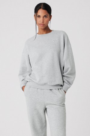 Alo Yoga Accolade Crew Neck Pulover Damske Siva | Alo Yoga Slovensko SK-AJZIBP674