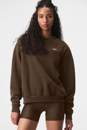Alo Yoga Accolade Crew Neck Pulover Damske Hnede | Alo Yoga Slovensko SK-ETRISV863