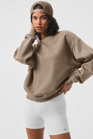 Alo Yoga Accolade Crew Neck Pulover Damske Gravel | Alo Yoga Slovensko SK-OPWUAH793