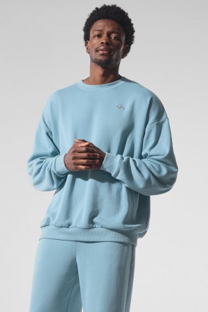 Alo Yoga Accolade Crew Neck Pulover Panske Modre | Alo Yoga Slovensko SK-DEUIPO054