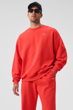 Alo Yoga Accolade Crew Neck Pulover Panske Červené | Alo Yoga Slovensko SK-VCOPBA347