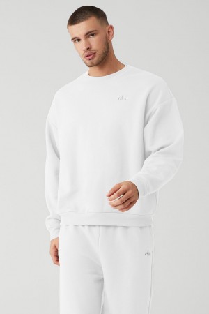 Alo Yoga Accolade Crew Neck Pulover Panske Biele | Alo Yoga Slovensko SK-XIWVKS895