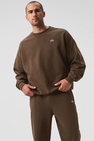 Alo Yoga Accolade Crew Neck Pulover Panske Hnede | Alo Yoga Slovensko SK-SBDOAN290