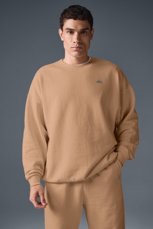 Alo Yoga Accolade Crew Neck Pulover Panske Hnede | Alo Yoga Slovensko SK-BXONAT054