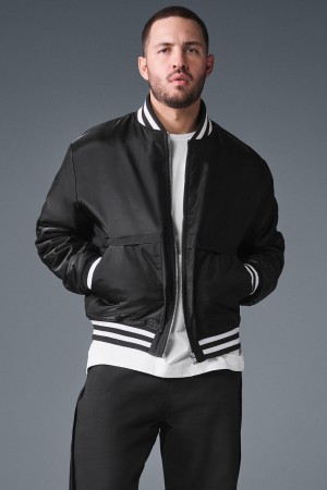 Alo Yoga Afterglow Varsity Bunda Panske Čierne | Alo Yoga Slovensko SK-FTWUQK962