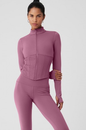 Alo Yoga Airbrush Corset Full Zip Bunda Damske Nachový | Alo Yoga Slovensko SK-UWQMOB569