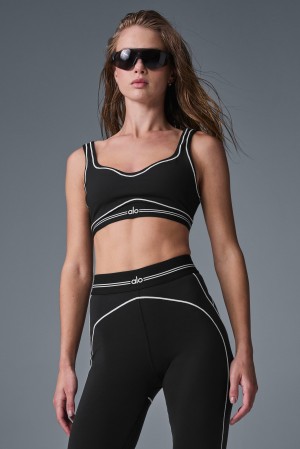 Alo Yoga Airbrush Heart Throb Sportova Podprsenka Damske Čierne Biele | Alo Yoga Slovensko SK-RYUNPT691