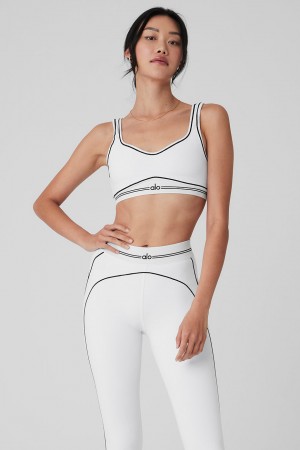 Alo Yoga Airbrush Heart Throb Sportova Podprsenka Damske Biele Čierne | Alo Yoga Slovensko SK-MGANPK942