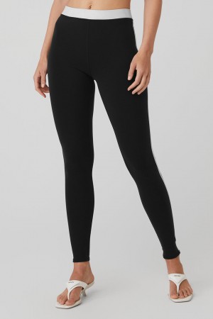 Alo Yoga Airbrush High-Waist Streamlined Leginy Damske Čierne Biele | Alo Yoga Slovensko SK-BAREHK784