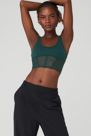 Alo Yoga Airbrush Mesh Corset Tielko Damske Zelene | Alo Yoga Slovensko SK-OMYVQZ459