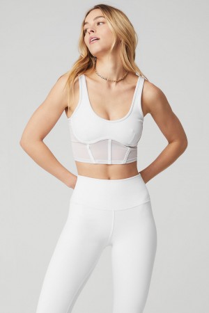 Alo Yoga Airbrush Mesh Corset Tielko Damske Biele | Alo Yoga Slovensko SK-VJKELO406