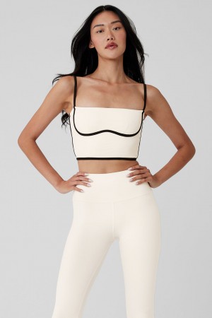 Alo Yoga Airbrush Streamlined Bra Tielko Damske Biele Čierne | Alo Yoga Slovensko SK-SVAYKP967