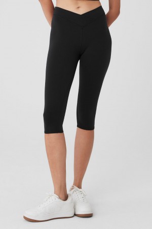 Alo Yoga Airbrush V-Cut Define Capri Leginy Damske Čierne | Alo Yoga Slovensko SK-ERWHXL704