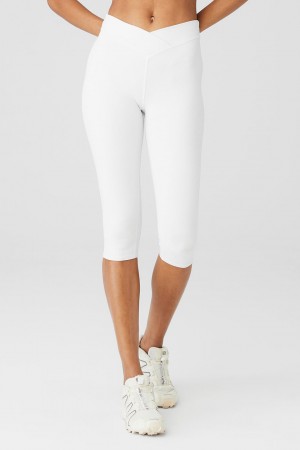 Alo Yoga Airbrush V-Cut Define Capri Leginy Damske Biele | Alo Yoga Slovensko SK-NHMWZQ680