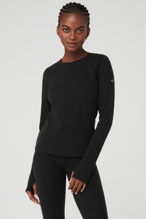 Alo Yoga Airbrush Winter Warm Nocturne Long Sleeve Topy Damske Čierne | Alo Yoga Slovensko SK-NVTDYF519