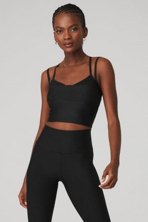 Alo Yoga Airlift Double Check Bra Tielko Damske Čierne | Alo Yoga Slovensko SK-ONXGVJ536
