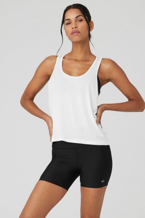 Alo Yoga All Day Tielko Damske Biele | Alo Yoga Slovensko SK-UQCTIR386