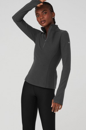 Alo Yoga Alosoft 1/2 Zip Rapid Pulover Damske Tmavo Siva | Alo Yoga Slovensko SK-PCBHOA320