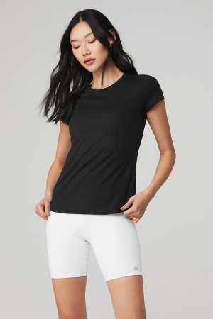 Alo Yoga Alosoft Finesse Tricko Damske Čierne | Alo Yoga Slovensko SK-JQGHPS581