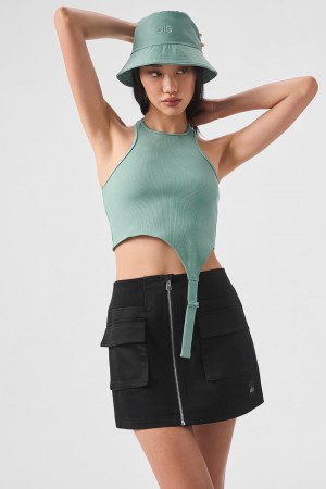 Alo Yoga Alosoft Ribbed Revelation Tielko Damske Zelene | Alo Yoga Slovensko SK-UARFTK803