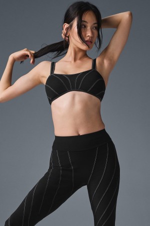 Alo Yoga Alosoft Sunray Sportova Podprsenka Damske Čierne Biele | Alo Yoga Slovensko SK-TIUGRV359