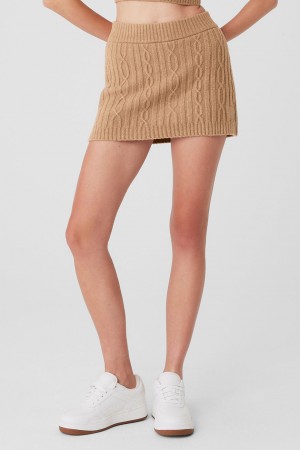 Alo Yoga Cable Knit Winter Bliss Mini Sukna Damske Hnede | Alo Yoga Slovensko SK-HJGDQB326
