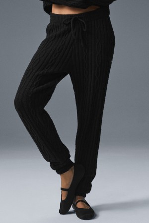 Alo Yoga Cable Knit Winter Bliss Nohavice Damske Čierne | Alo Yoga Slovensko SK-RUXJSN190