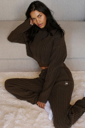 Alo Yoga Cable Knit Winter Bliss Nohavice Damske Hnede | Alo Yoga Slovensko SK-MLKVNW821