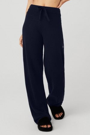 Alo Yoga Cashmere High-Waist Jet Set Wide Leg Nohavice Damske Námornícka Modrá | Alo Yoga Slovensko SK-HMLNVR186
