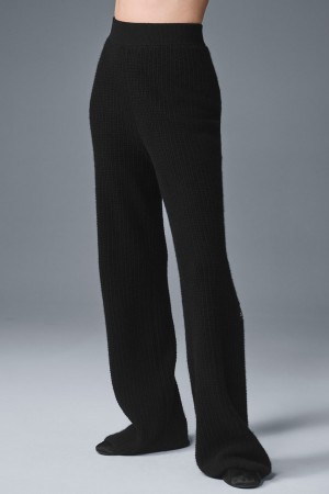 Alo Yoga Cashmere High-Waist Plush Waffle Nohavice Damske Čierne | Alo Yoga Slovensko SK-BGSIJR029