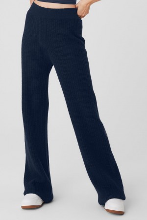 Alo Yoga Cashmere High-Waist Plush Waffle Nohavice Damske Námornícka Modrá | Alo Yoga Slovensko SK-XZAGPF683