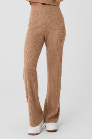 Alo Yoga Cashmere High-Waist Plush Waffle Nohavice Damske Hnede | Alo Yoga Slovensko SK-MEOBDC013