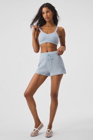 Alo Yoga Cashmere High-Waist Plush Waffle Kratasy Damske Modre | Alo Yoga Slovensko SK-DHKUQT261