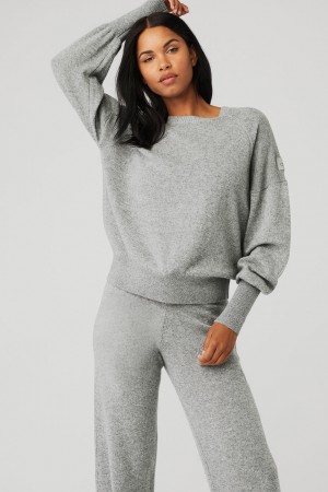 Alo Yoga Cashmere Jet Set Crew Mikina Damske Siva | Alo Yoga Slovensko SK-LPWVJT192