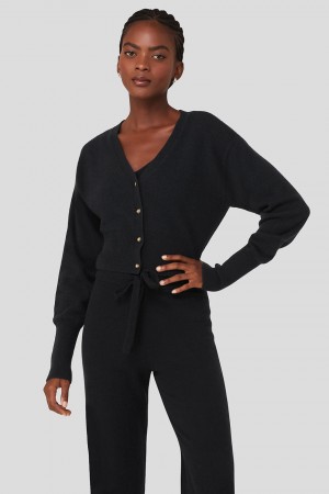 Alo Yoga Cashmere Jet Set Kardigan Damske Čierne | Alo Yoga Slovensko SK-VMGFWQ627