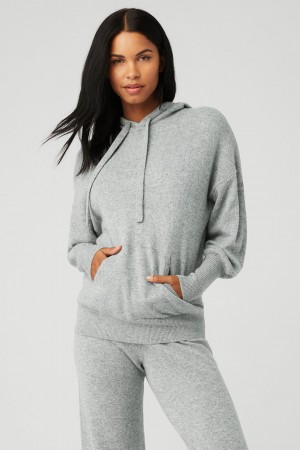 Alo Yoga Cashmere Jet Set Mikina s Kapucnou Damske Siva | Alo Yoga Slovensko SK-QCINAL982