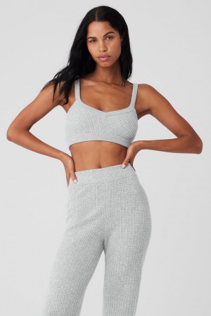 Alo Yoga Cashmere Plush Waffle V-Neck Podprsenka Damske Siva | Alo Yoga Slovensko SK-HSBEAF160