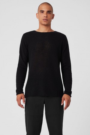 Alo Yoga Cashmere Reform Long Sleeve Mikina Panske Čierne | Alo Yoga Slovensko SK-HFZSJX901