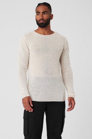 Alo Yoga Cashmere Reform Long Sleeve Mikina Panske Biele | Alo Yoga Slovensko SK-NLPMZY517
