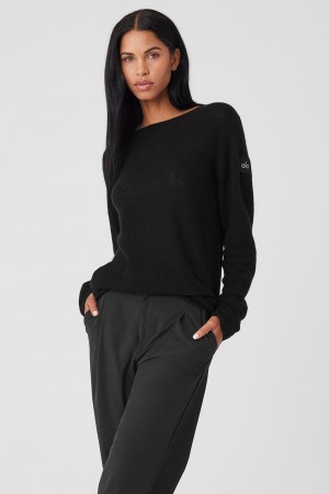 Alo Yoga Cashmere Reform Long Sleeve Pleteniny Damske Čierne | Alo Yoga Slovensko SK-OINWDG648