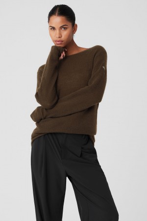 Alo Yoga Cashmere Reform Long Sleeve Pleteniny Damske Hnede | Alo Yoga Slovensko SK-EIAWTG406