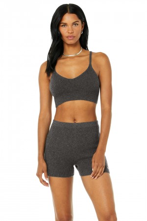 Alo Yoga Cashmere Ribbed Staycation Podprsenka Damske Siva | Alo Yoga Slovensko SK-GKSLRT235