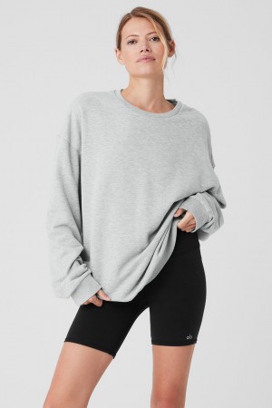 Alo Yoga Chill Crew Neck Pulover Damske Siva | Alo Yoga Slovensko SK-WXNCBA579