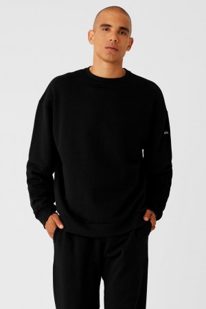 Alo Yoga Chill Crew Neck Pulover Panske Čierne | Alo Yoga Slovensko SK-XPJKFB926