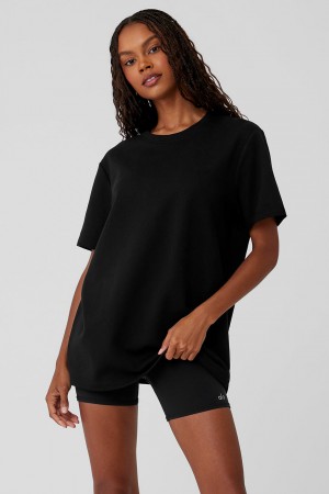 Alo Yoga Chill Short Sleeve Tricko Damske Čierne | Alo Yoga Slovensko SK-LMCFGW982